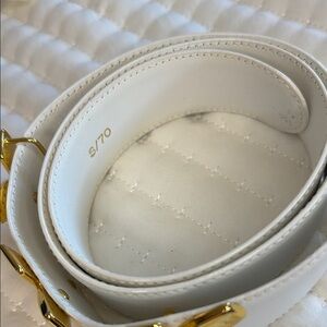 Paloma Picasso Vintage White Leather Belt with Gold Buckle